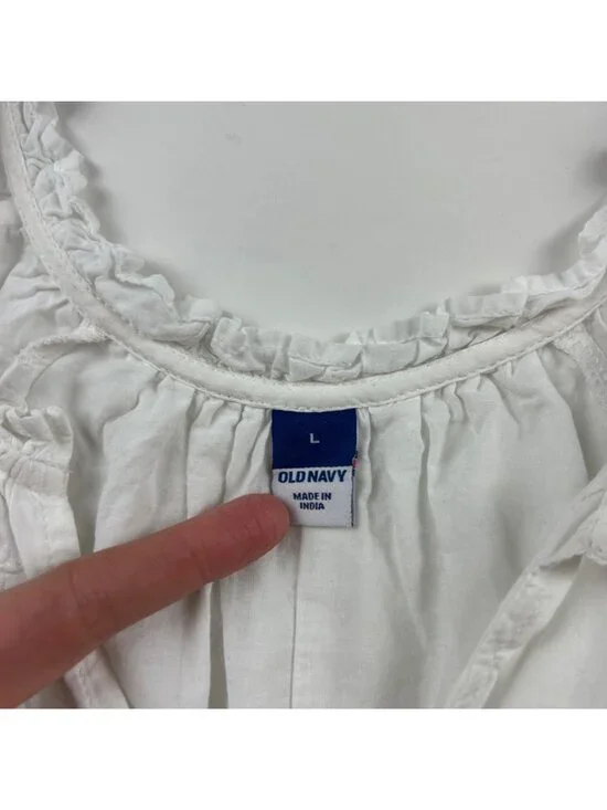 Old Navy White Cotton Eyelet Babydoll Mini Dress L - Picture 3 of 8